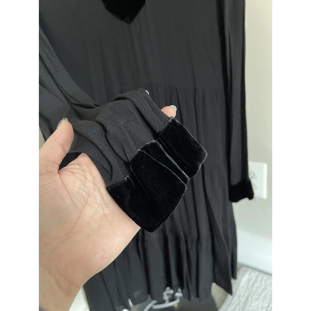 Sail to Sable STS Black Velvet Trim Flare Tunic Dress - Size Large - Picture 4 of 7